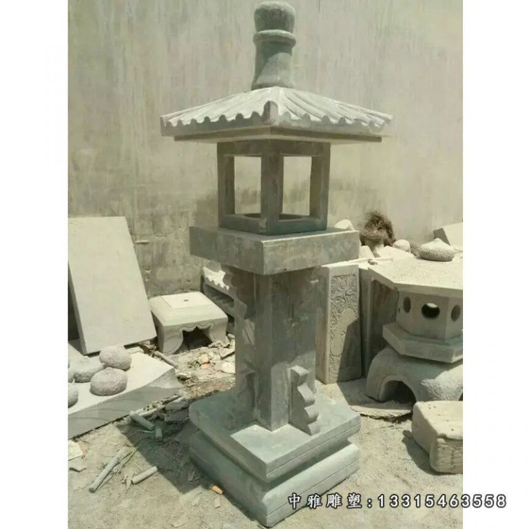 仿古石灯，大理石灯雕塑 (2)