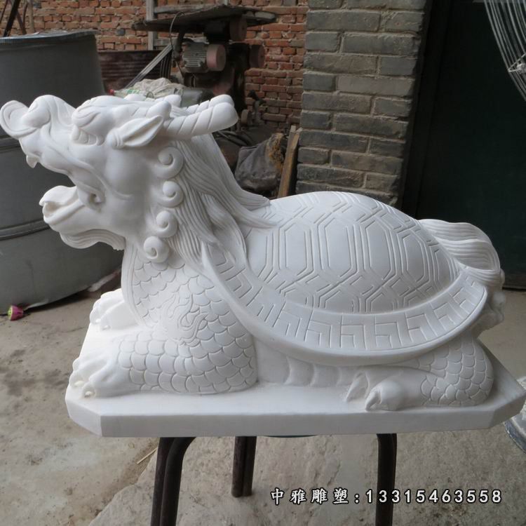 汉白玉龙龟 企业招财龙龟石雕 (2)