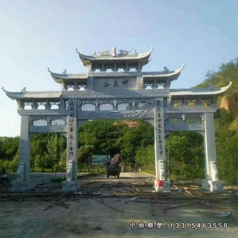 大型石雕牌坊景观摆件