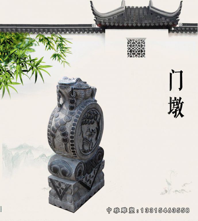 金蟾石门墩，招财抱鼓石