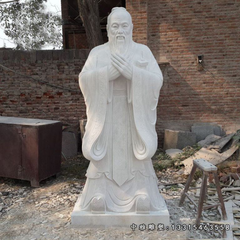 大理石孔子雕塑，校园石雕孔子