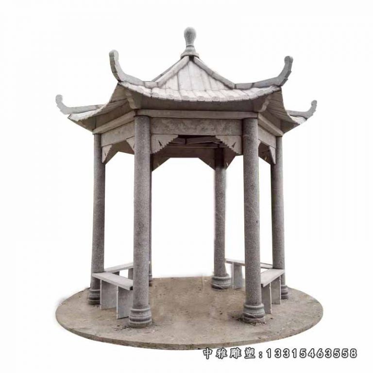 青石凉亭雕塑，公园石亭子 (2)