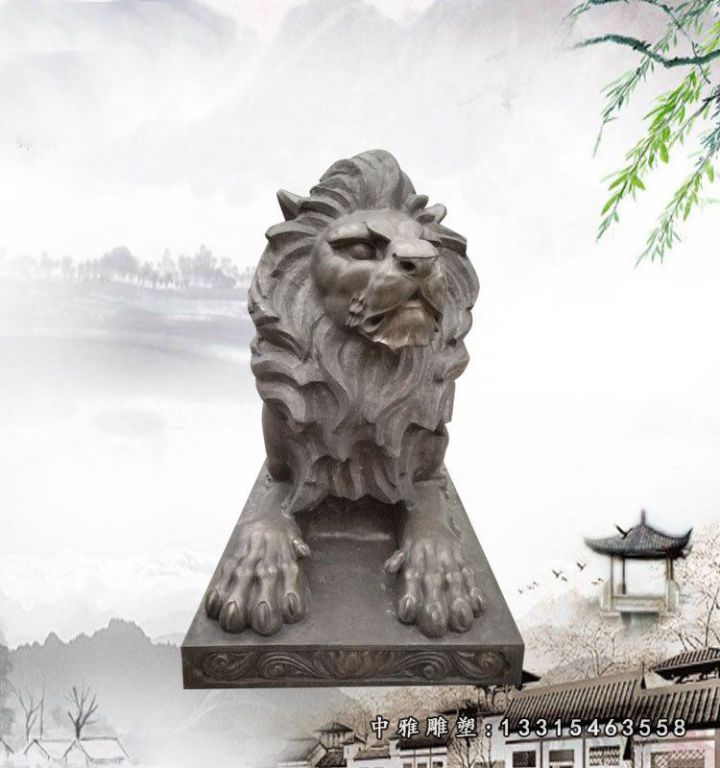 青石西洋狮子 石雕 广场动物雕塑