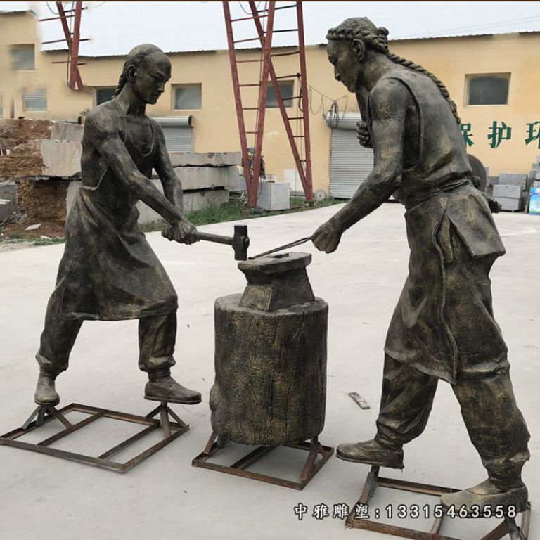 民俗人物古代打铁人物铜雕