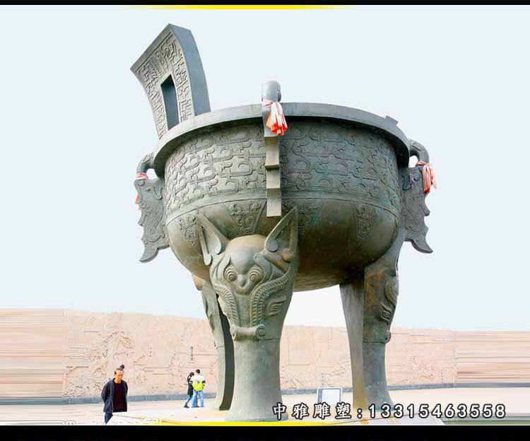 三足铜鼎雕塑，广场大型铜雕鼎