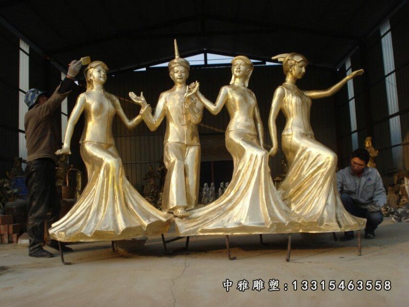 少数民族跳舞铜雕，人物铜雕 (5)