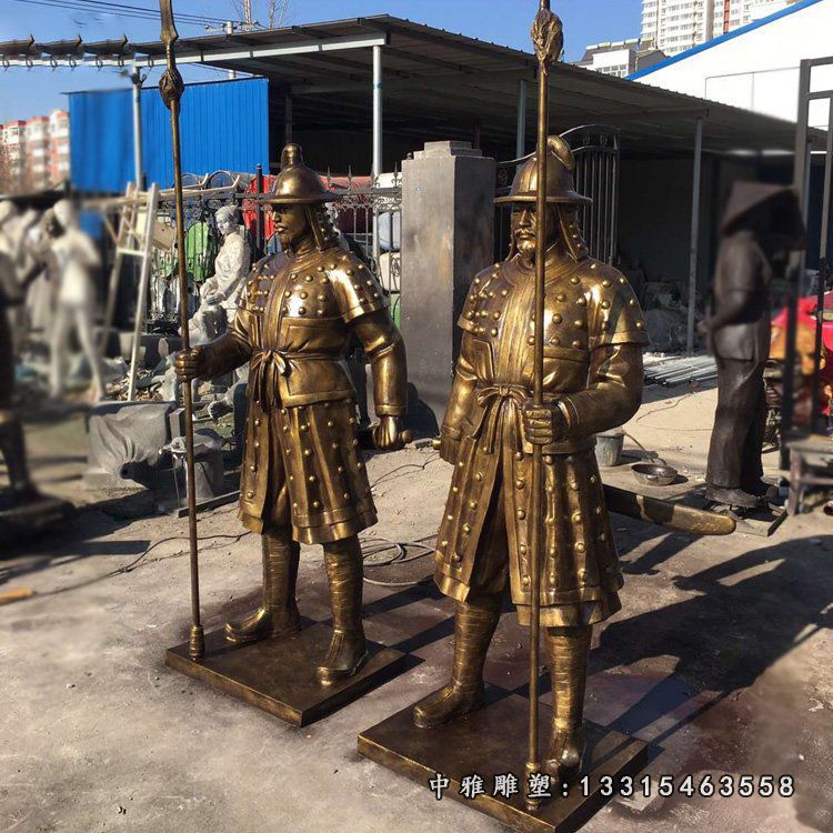 少数民族士兵雕塑玻璃钢仿铜古代人物摆件 (2)