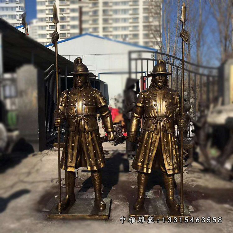 少数民族士兵雕塑玻璃钢仿铜古代人物摆件 (3)