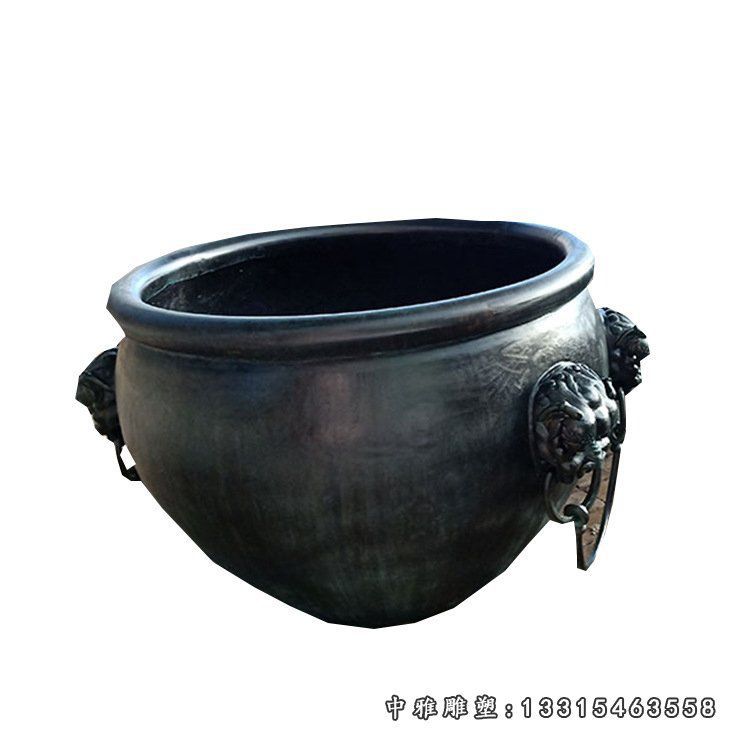 铜雕寺庙水缸雕塑摆件 (2)