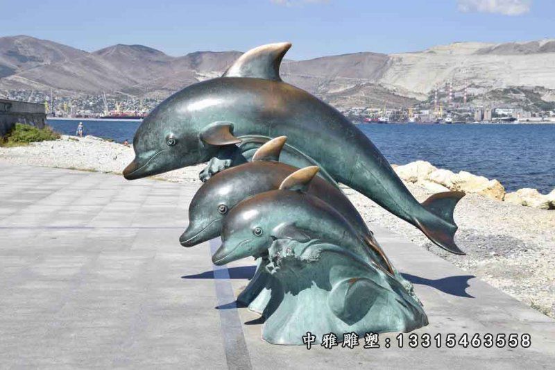 公园铜雕海豚动物摆件