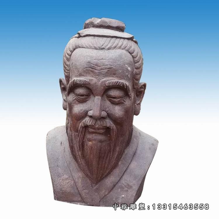 玻璃钢仿铜孔子头像 校园古代名人雕塑