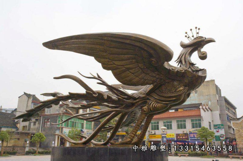 广场大型神兽凤凰铜雕