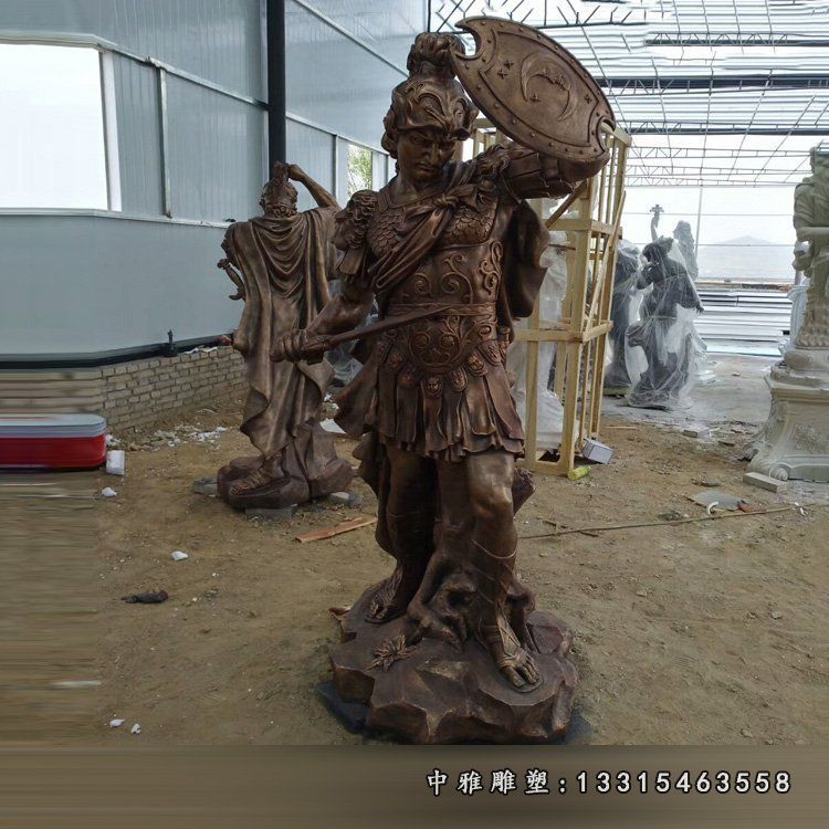 玻璃钢仿铜西方士兵雕塑 公园西方人物雕塑 (5)