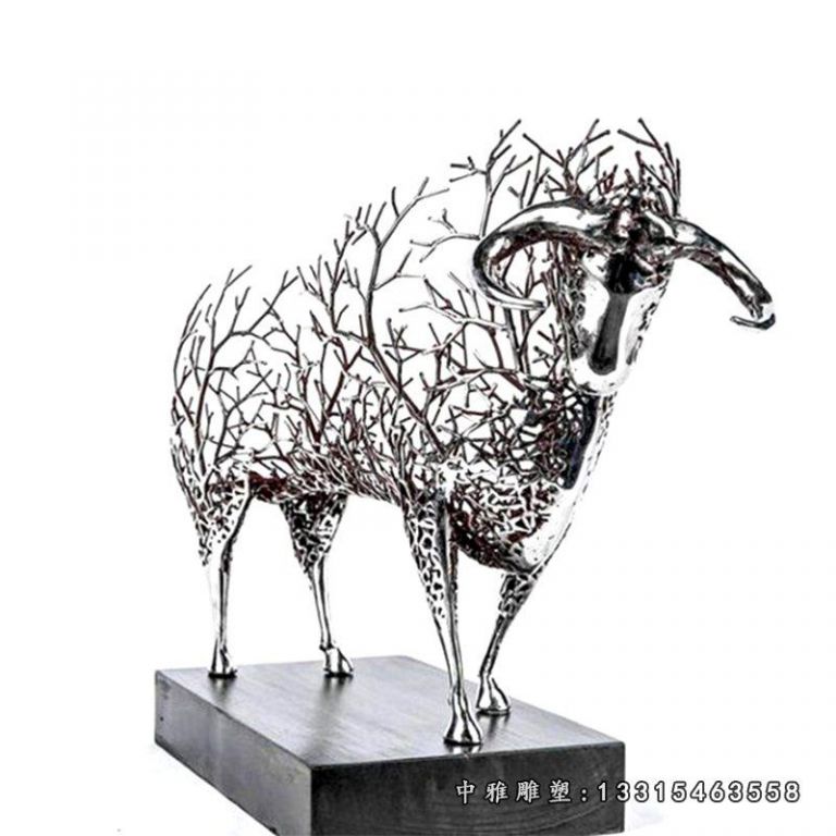 不锈钢广场动物羊雕塑