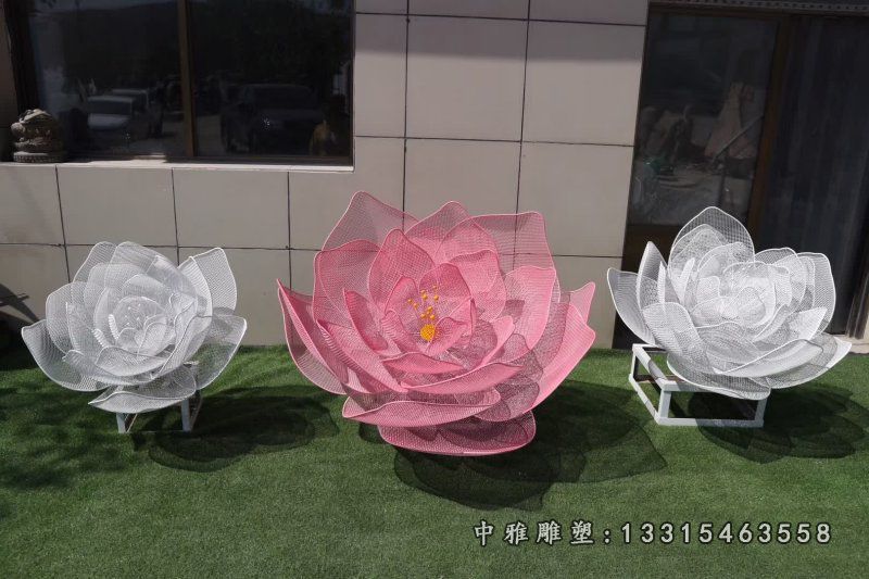 仿真不锈钢镂空花朵雕塑