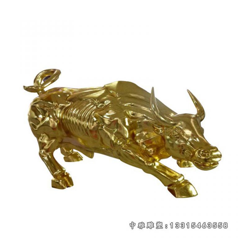 不锈钢钛金华尔街牛雕塑 (2)