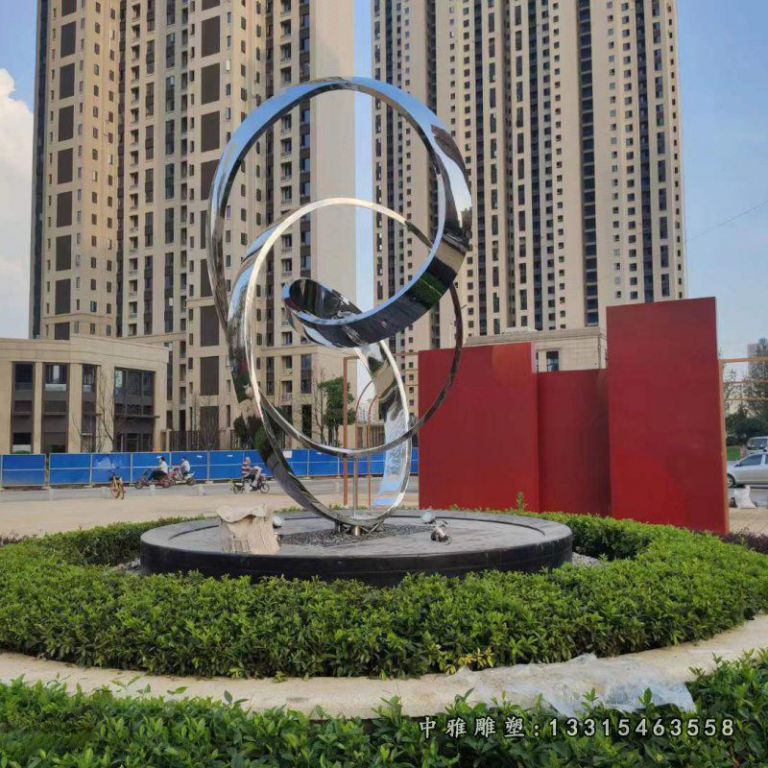 广场不锈钢景观圆环雕塑