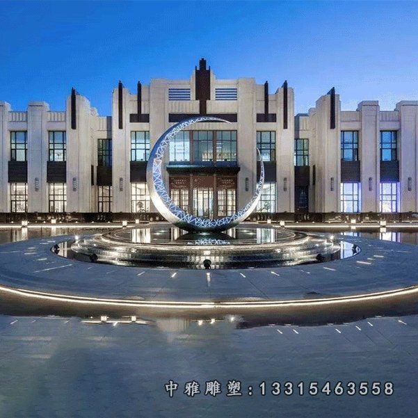 公园水景不锈钢月亮雕塑