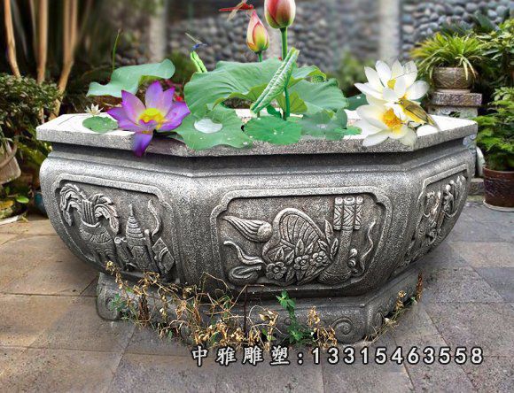 公园景观石雕花盆雕塑
