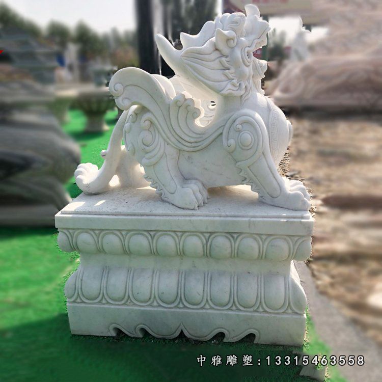 汉白玉貔貅雕塑，神兽石雕 (2)