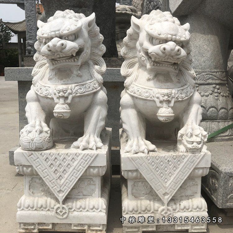 厂家批发零售大理石石狮子商场 门口 摆件石雕石狮子32026