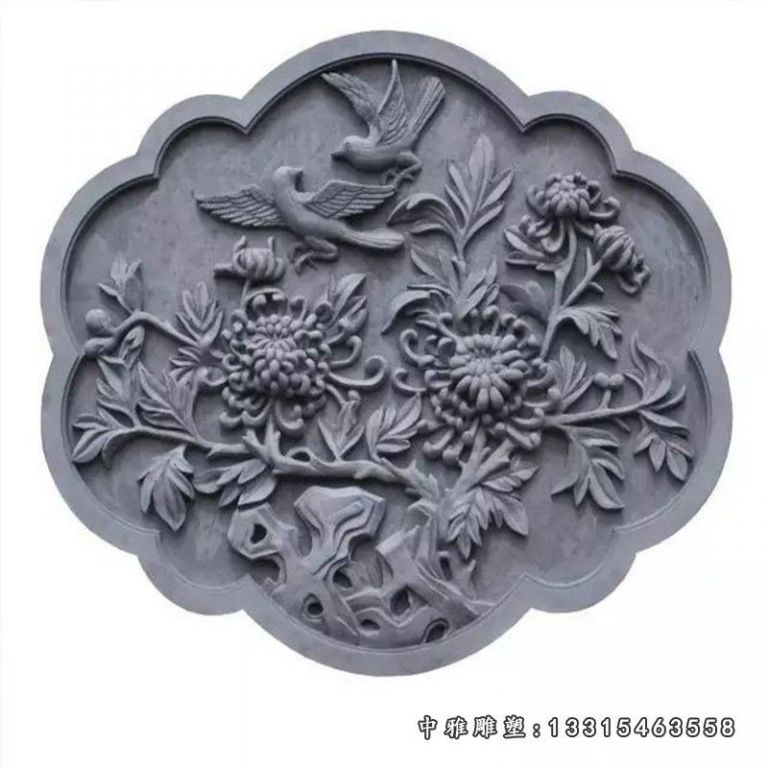 晚霞红山水画石雕壁画 园林装饰浮雕壁画 户外景观大型石雕壁画16094