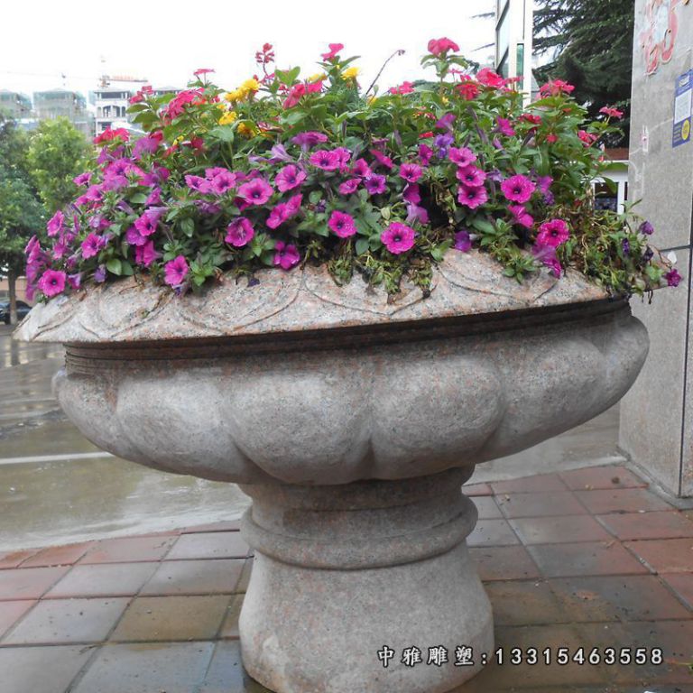 花岗岩花盆石雕 (1)