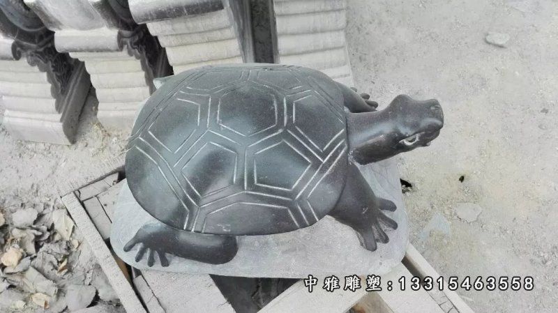 乌龟石雕，黑石动物雕塑