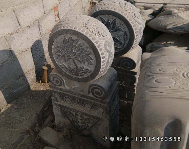 青石门墩石雕,门口大象抱鼓石 (12)