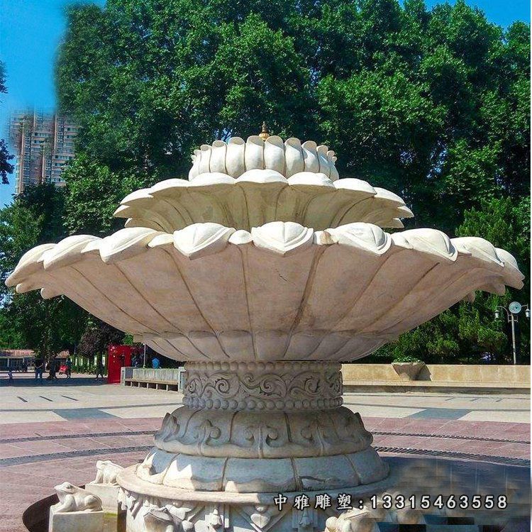 大理石双层花盆 石雕公园景观摆件