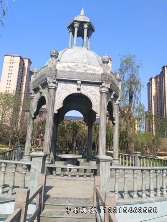 青石凉亭 石雕小区景观雕塑