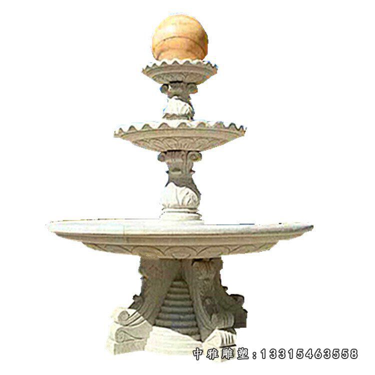三层风水球喷泉，广场景观石雕