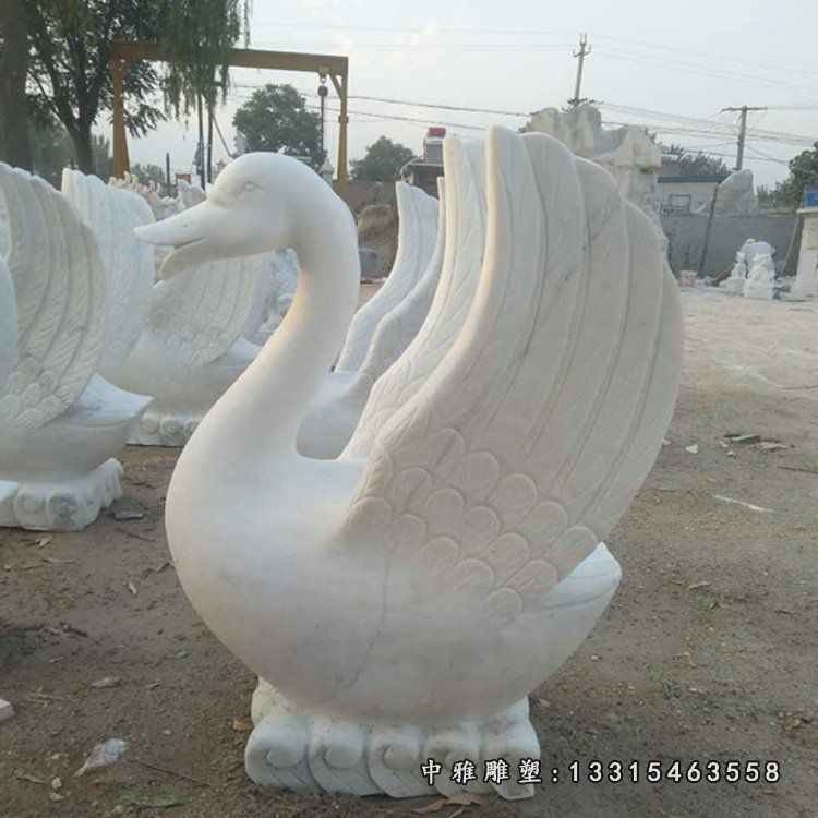 喷泉天鹅石雕，小区景观石雕
