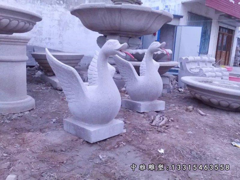 石材天鹅雕塑喷泉石天鹅