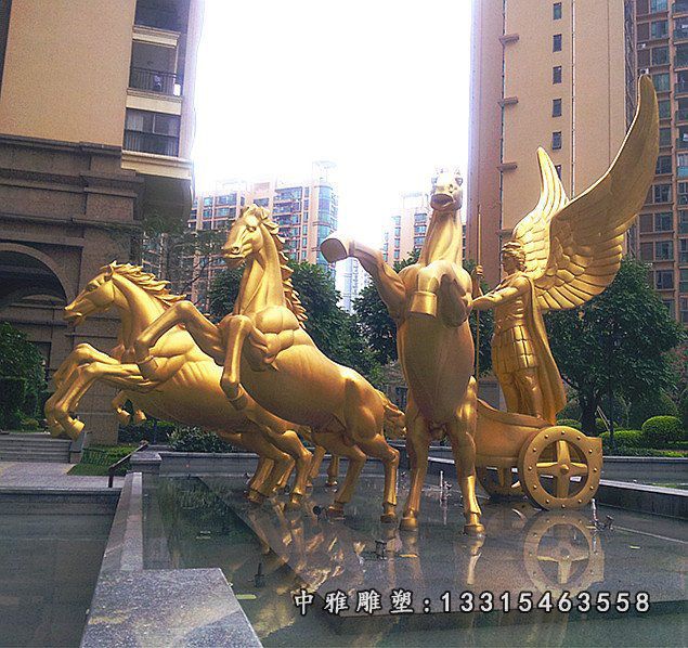 阿波罗战神雕塑，玻璃钢仿铜马雕塑