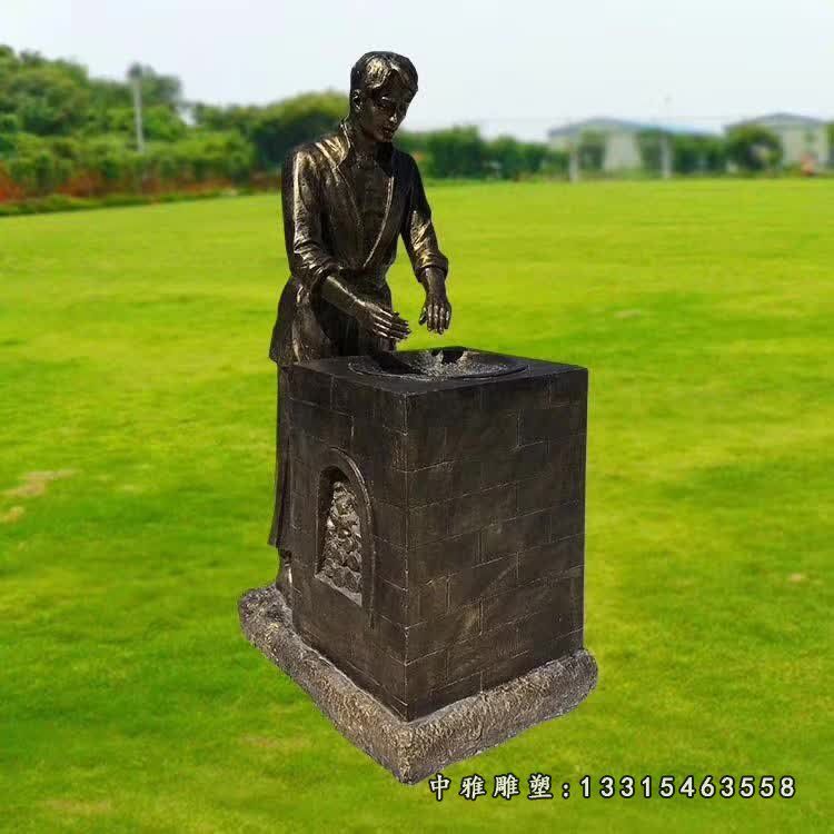 茶文化主题制茶人物铜雕 (3)