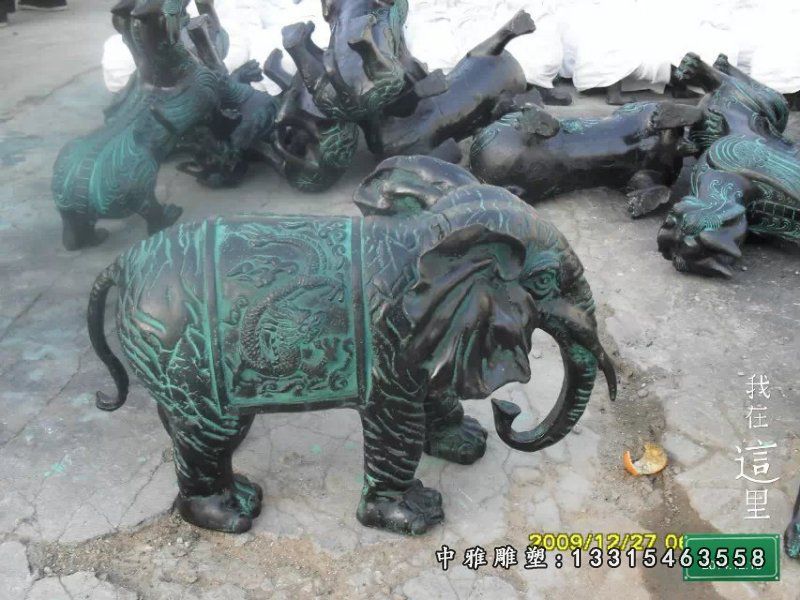 铜雕大象，仿古铜大象