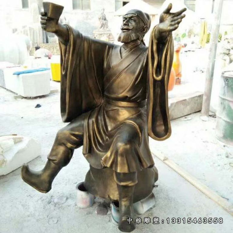 玻璃钢仿铜人物雕塑，酒翁杜康雕塑