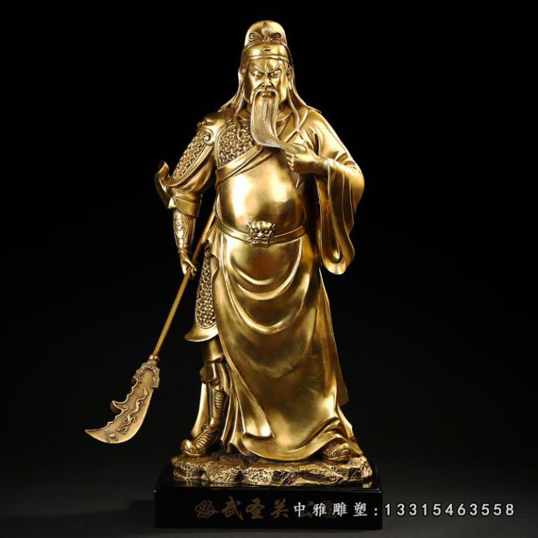 武圣关公铜雕，握刀关公雕塑