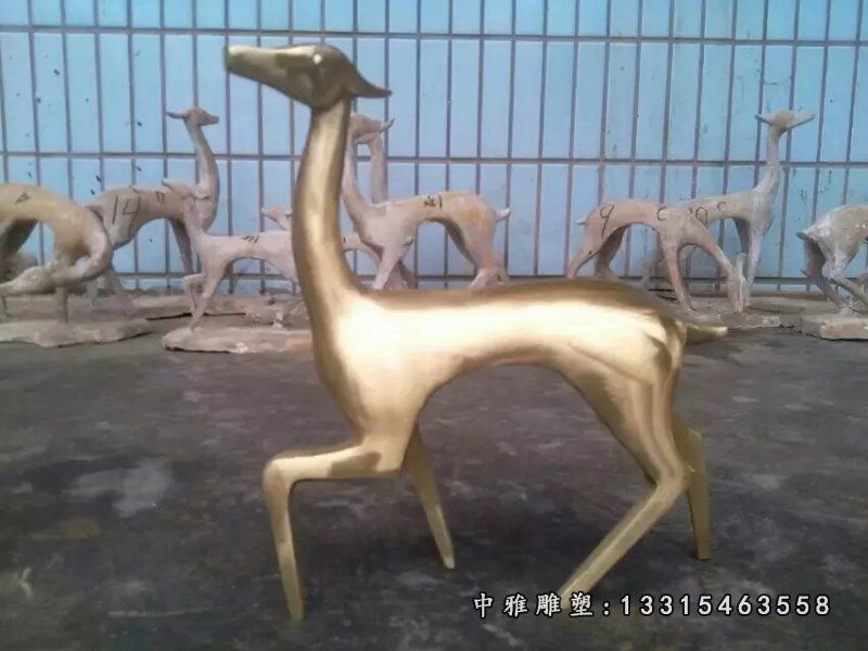 抽象小鹿铜雕，公园动物铜雕 (3)