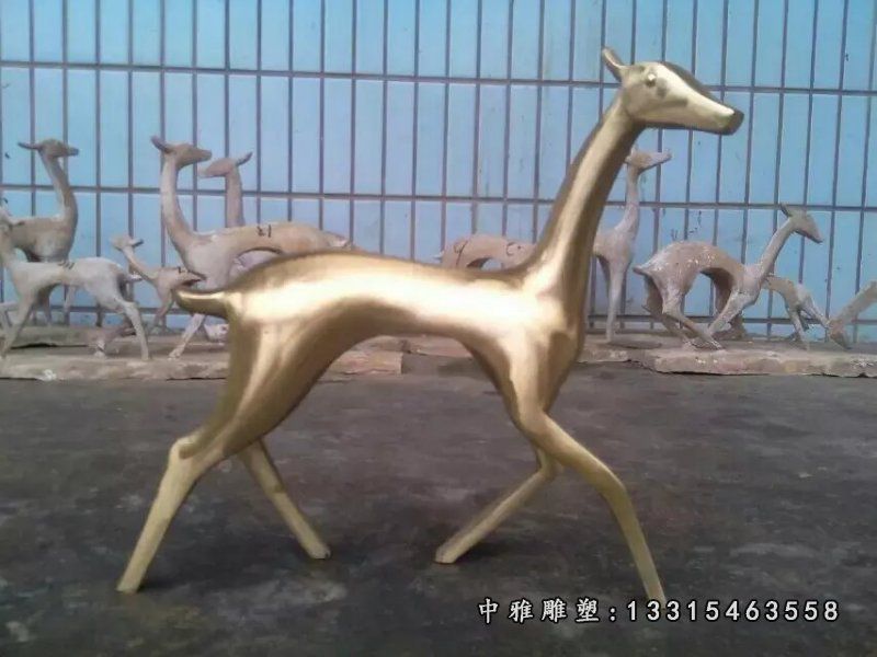 抽象小鹿铜雕，公园动物铜雕 (4)