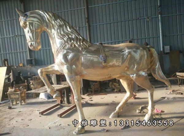 玻璃钢仿铜马，公园动物雕塑，动物雕塑