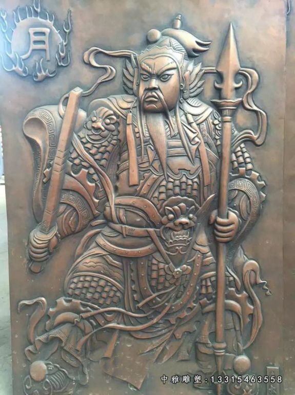 门神铜浮雕，锻铜景观浮雕