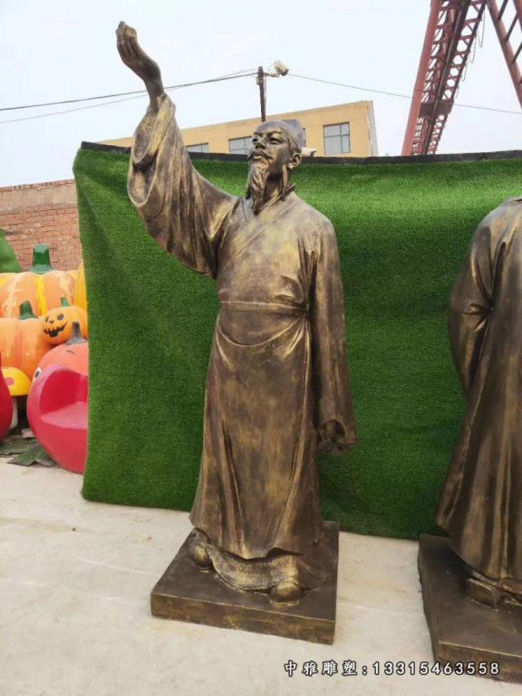 古代诗人李白举杯邀明月铜雕
