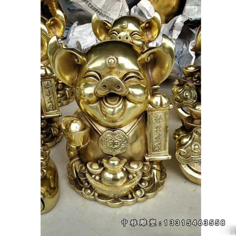 铜雕招财小金猪商场雕塑摆件