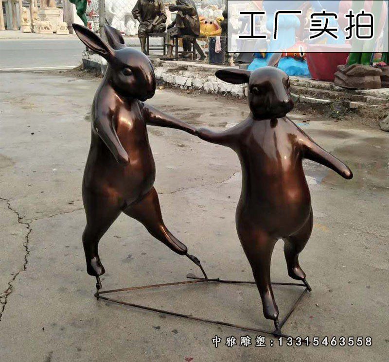 公园铜雕动物兔子摆件
