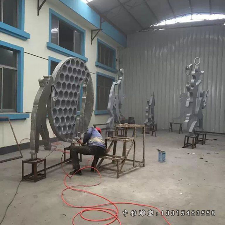 不锈钢打高尔夫球雕塑，广场不锈钢运动雕塑 (4)