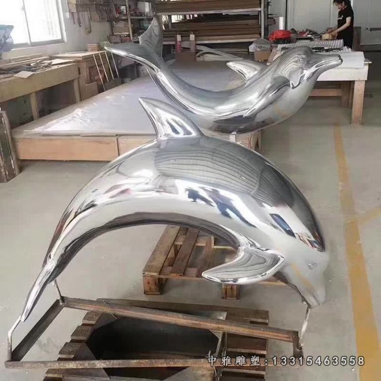 动物海豚不锈钢公园雕塑