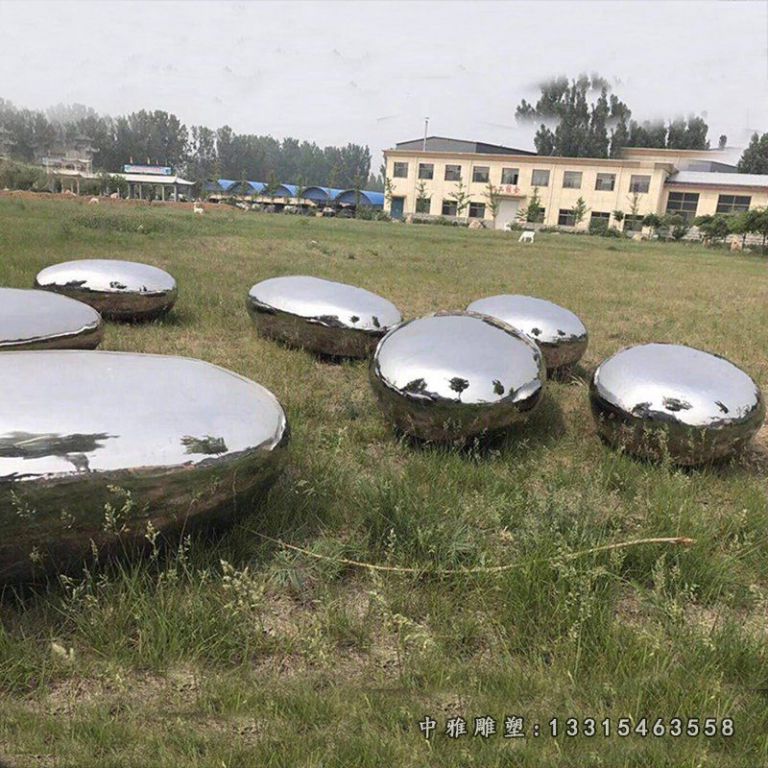 不锈钢水滴座椅雕塑，公园景观摆件