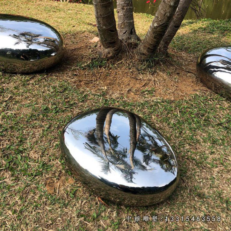 草坪镜面不锈钢抽象水滴雕塑 (4)